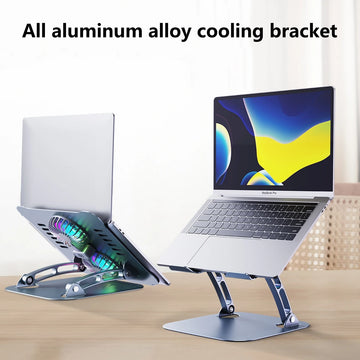 Laptop Stand with Computer Cooling Fan for Apple MacBook 11-16 Inch Dell Lenovo Aluminum alloy Bracket for All Tablets